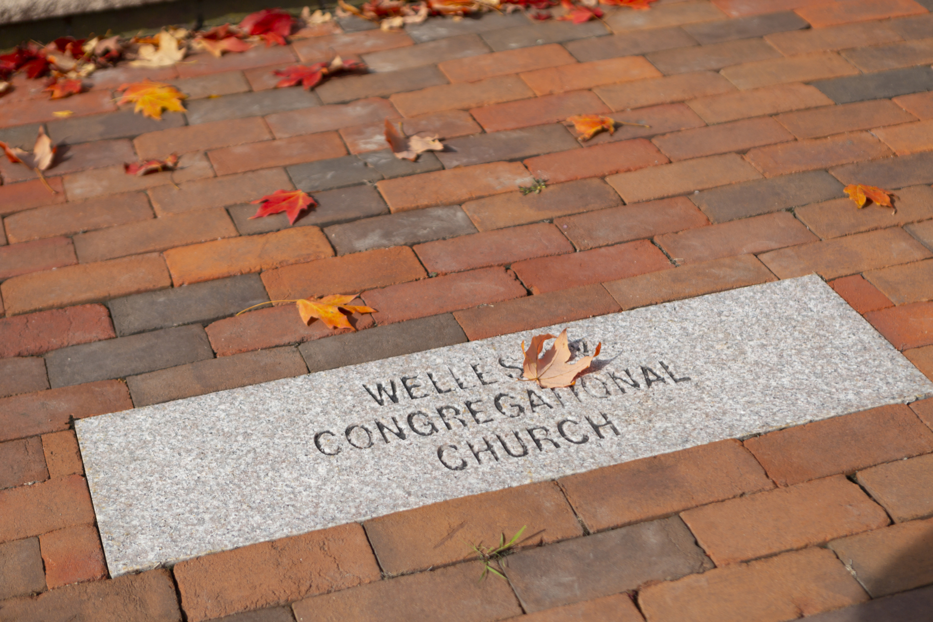 Stone paver engraved with Wellesley Village Church