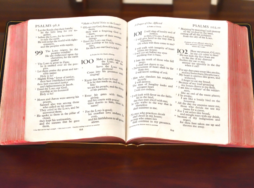 Bible open to Book of Psalms