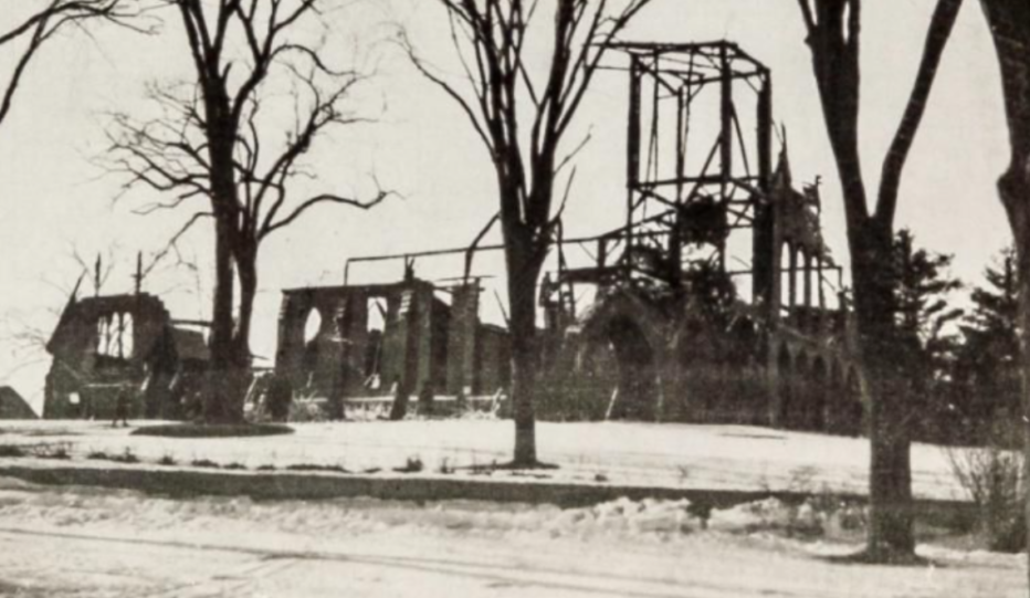 Wellesley Congregational Church after fire 1916